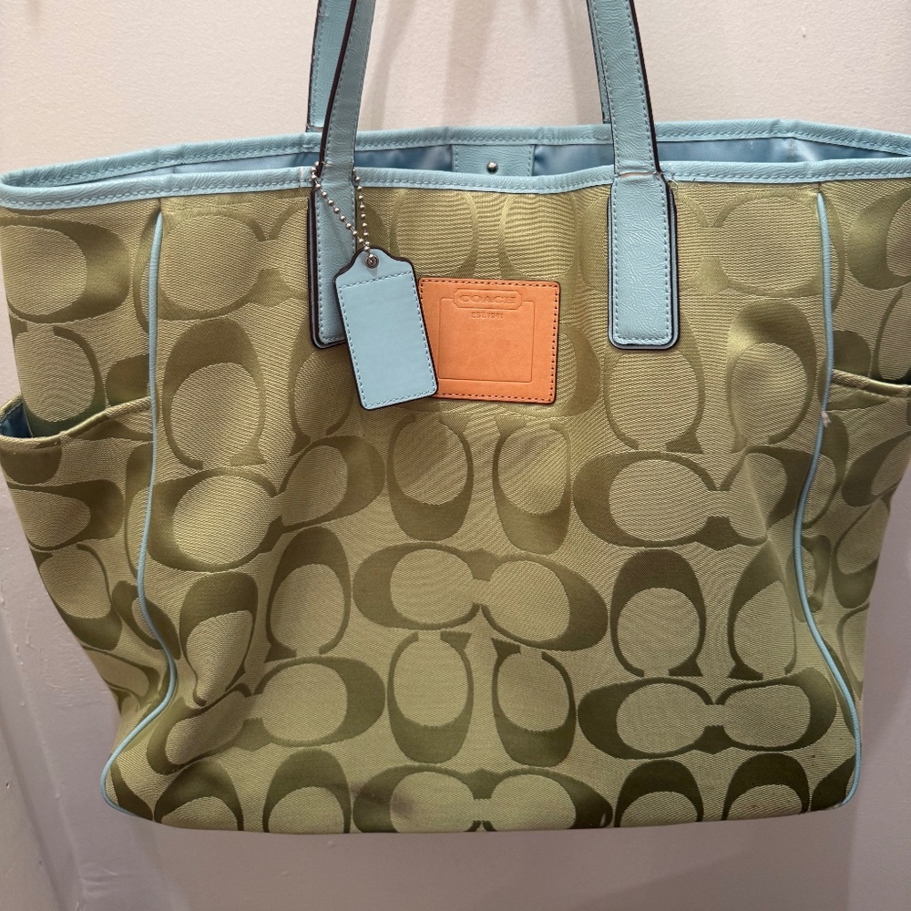 Green Coach Large Tote Bag